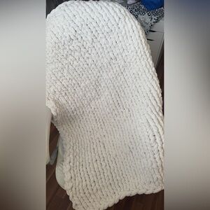Handmade Chunky Knit Blanket Ivory Color